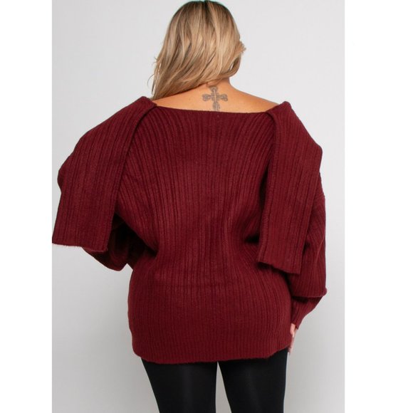 NET.153 ULTRA warm and heavy Plus Size sweater, 1X/2X, 2X/3X Burgundy - Picture 2 of 3